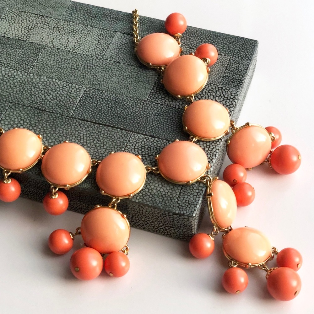 J. Crew Bubble Gold Chain / Orange Necklace